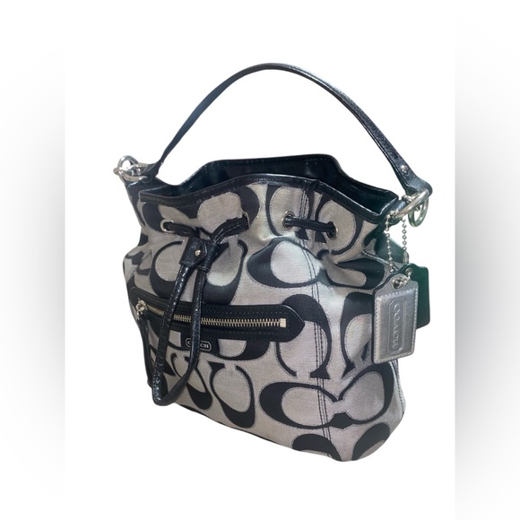 COACH 25676 Daisy Outline Signature Metallic Drawstring Bucket Bag - Picture 2 of 8